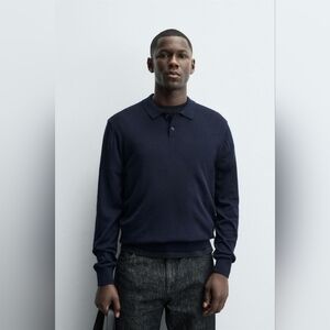 Zara Men's Wool Knit Polo Sweater